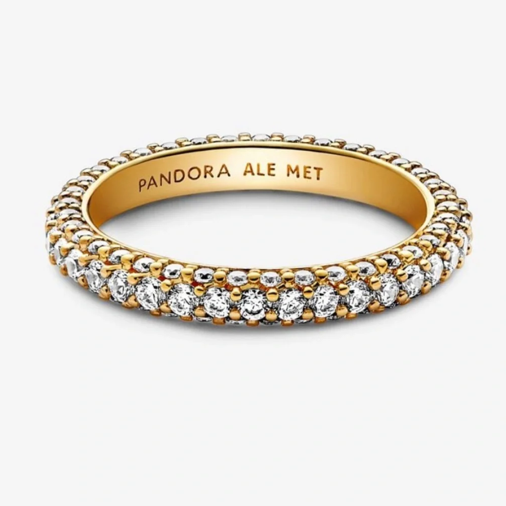 💛🔹️Pandora 🔹️Timeless Pavé Single-row Ring 14k gold plating Size 6 - Picture 4 of 6